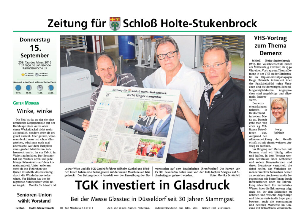 TGK investiert in Glasdruck